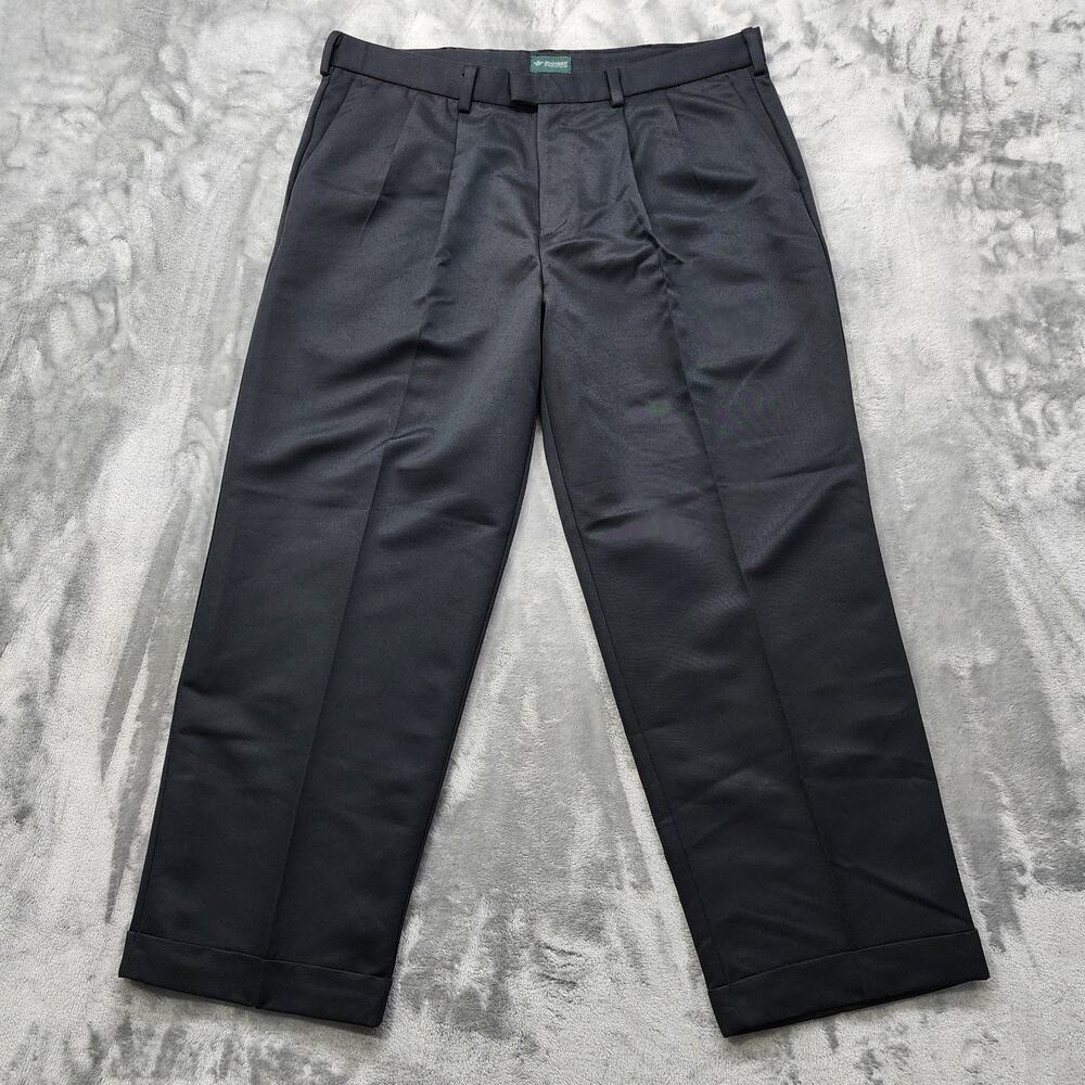Vintage Dockers Premium Pants Mens W38 L29 Black Pleated Cuffed Slacks Office